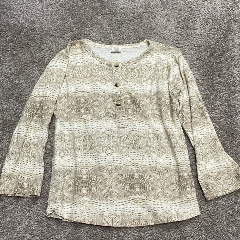 Kate Quinn Neutral Croc Henley Long Sleeve Tee